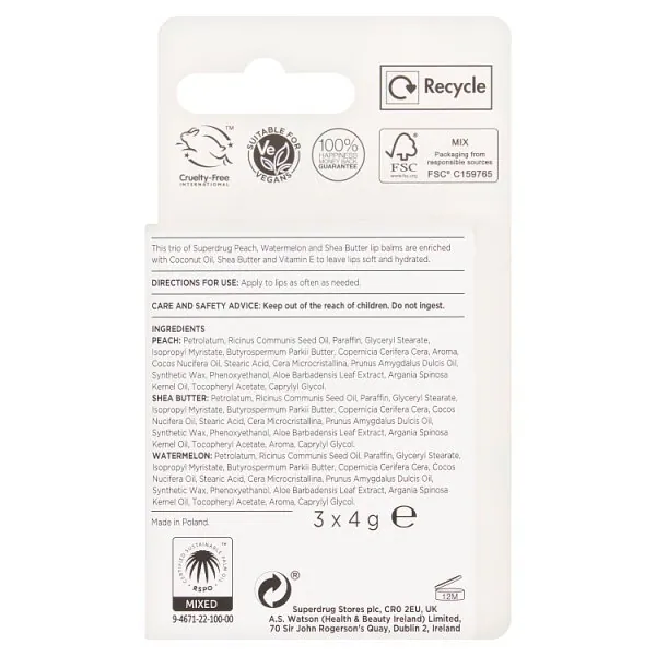 Superdrug Fruits Leppepomade Trio