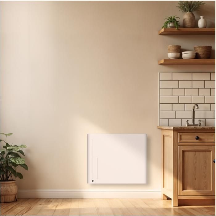 Fixed ceramic dry inertia electric radiator - BESTHERM - ALBA 1500W - horizontal white