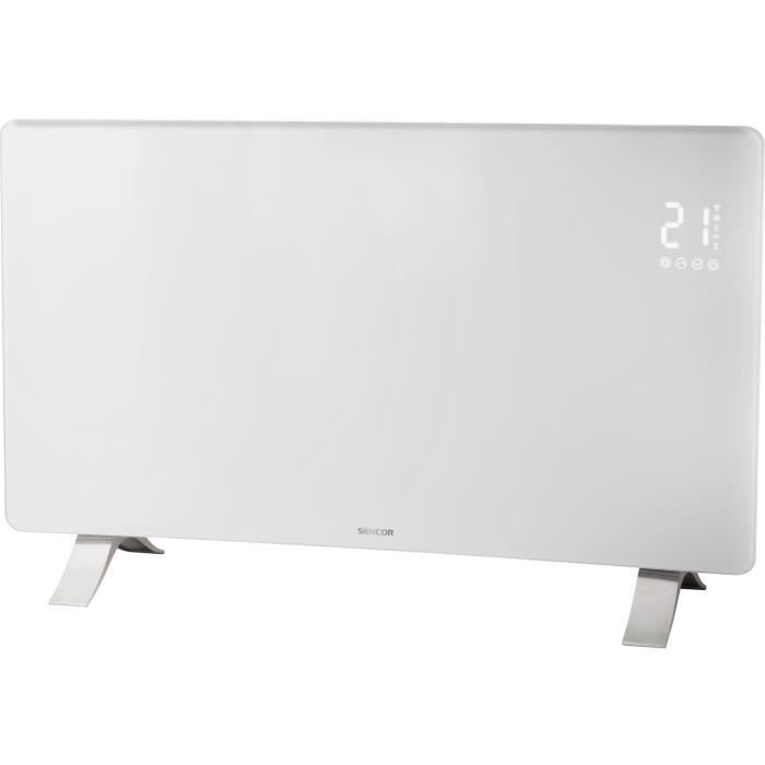 Radiador de vidro inteligente SENCOR SCF 4740WH com Wi-Fi - 2400 W - 2 níveis de aquecimento - Termostato - Branco