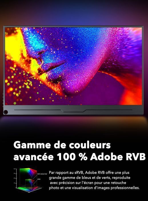 Écran portable ultra haute définition 4K de 17,3 pouces 3840*2160, rapport de contraste 1500:1, luminosité 500cd/m², 100 % AdobeRGB