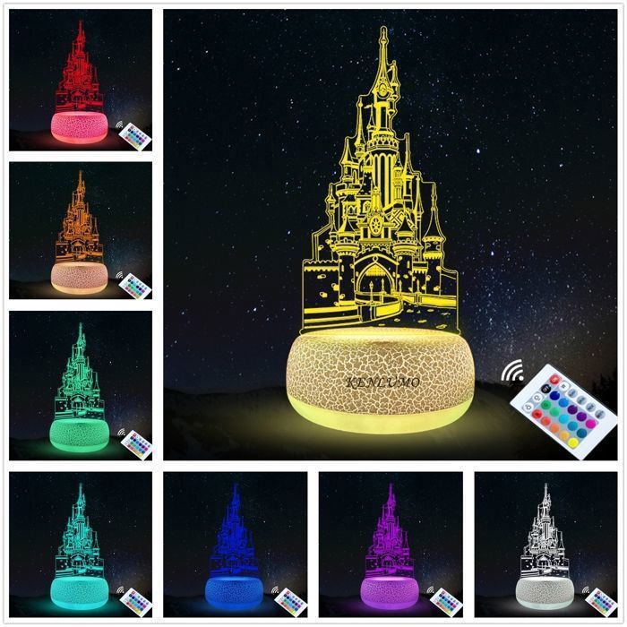 KENLUMO Stitch Lampe château Noël Enfant Cadeau Lampe de chevet LED télécommande Touchez pour changer decouleur decoration chambre