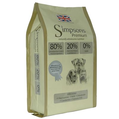Croquettes Simpsons Premium 80/20 pour chien adulte - Mélange viande et poisson