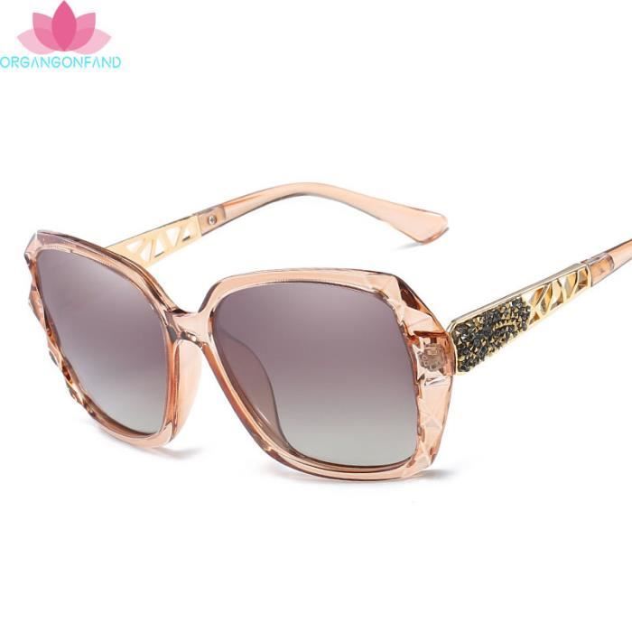 Lunettes de soleil femme-Haute qualité La mode Polariseur Protection UV Lunettes de soleil Le thé Cadre&Double marron