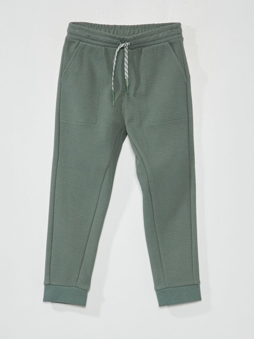 Joggingbroek van katoenpiqué - Comfortabelere pasvorm - Grijsgroen