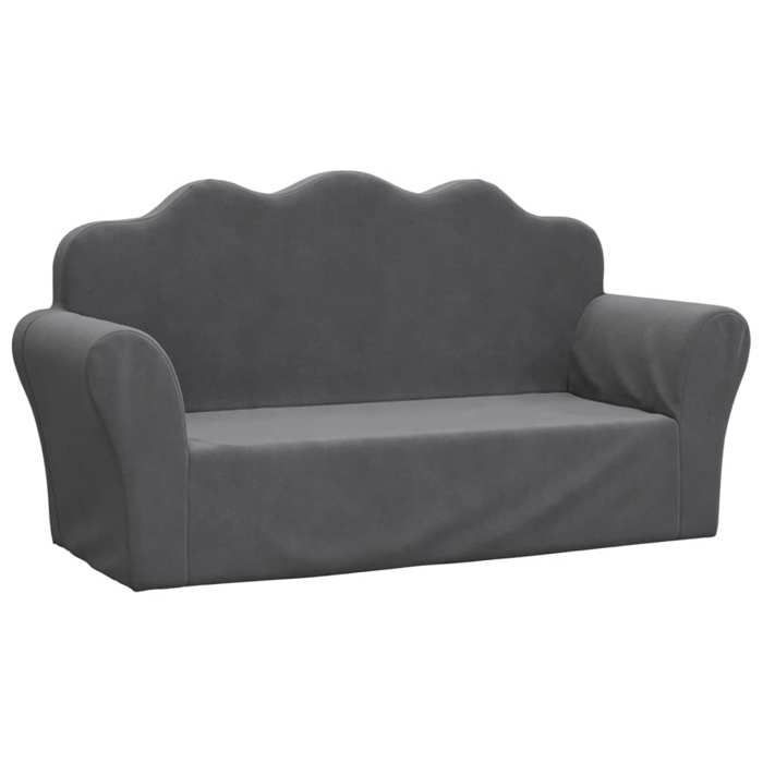 Canapé pour enfants 2 places - vidaXL - Anthracite - Peluche douce - 94x34x48 cm - Housse amovible - Mousse épaisse
