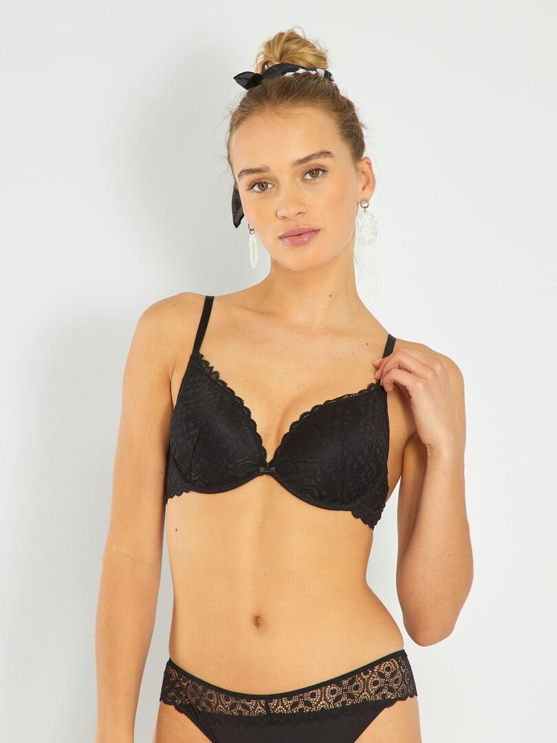 Sutiã Push-Up de Renda - Preto