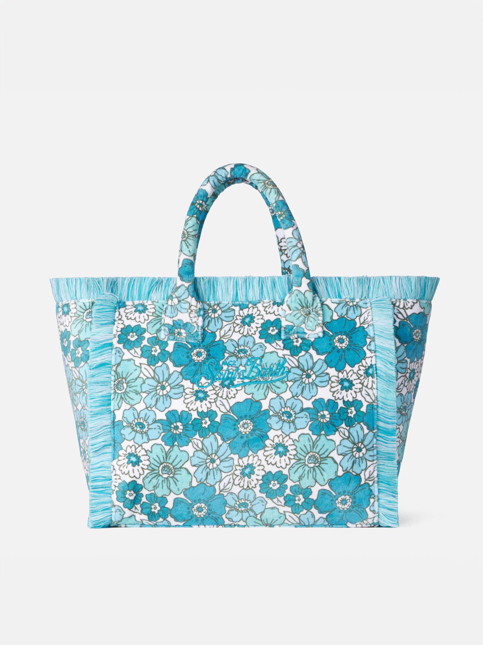Vanity schoudertas van sponsstof met bloemenprint