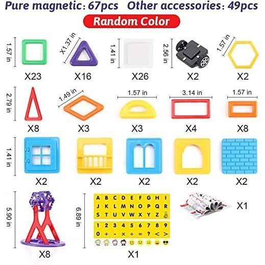 Jeu de Construction Magnétique - AMOUNE - Bloc Mini Aimanté Jouet Educatif - 116 Pièces