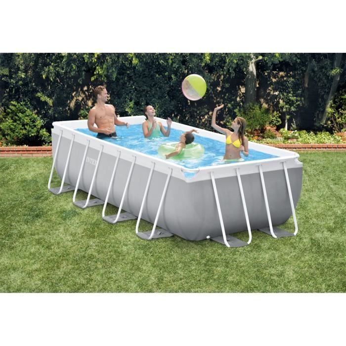 Kit de piscina tubular desmontable Intex - Estructura Pris - 400 x 200 x 100 cm - Rectangular (Incluye bomba y escalera) - 26788NP