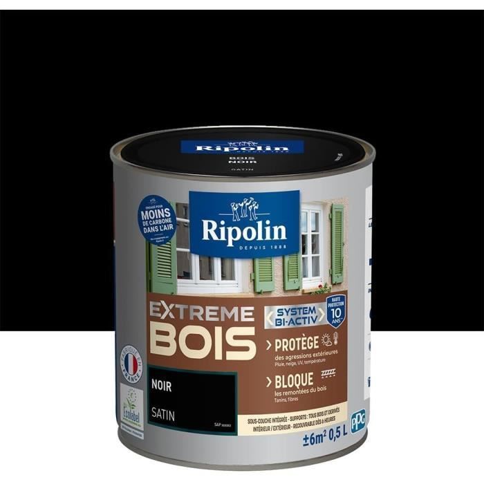 Pintura para madera satinada de alta protección RIPOLIN con una duración de 10 años que protege y realza la belleza de su madera - Negra