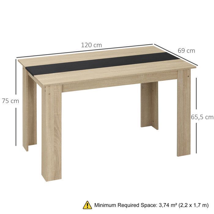 HOMCOM - Table à manger - Panneau de particules - 120x69x75cm - Bois naturel