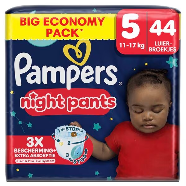 Pampers Night Pants maat 5 Big Pack<br>mt 5 (11-17kg), 44 stukai