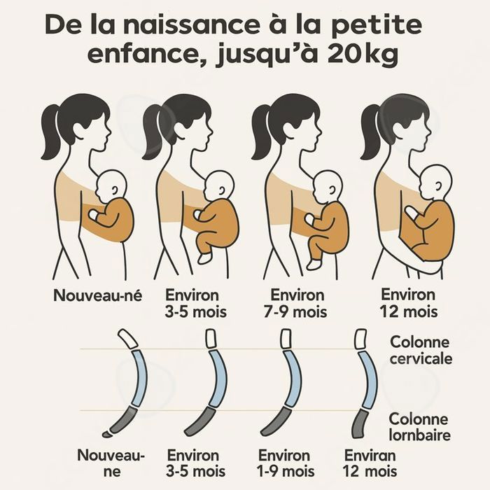 C Echarpe de portage enfant capacité charge 20kg sac à dos enveloppant à l'avant avec bretelles multifonctionnelles taille qu Label