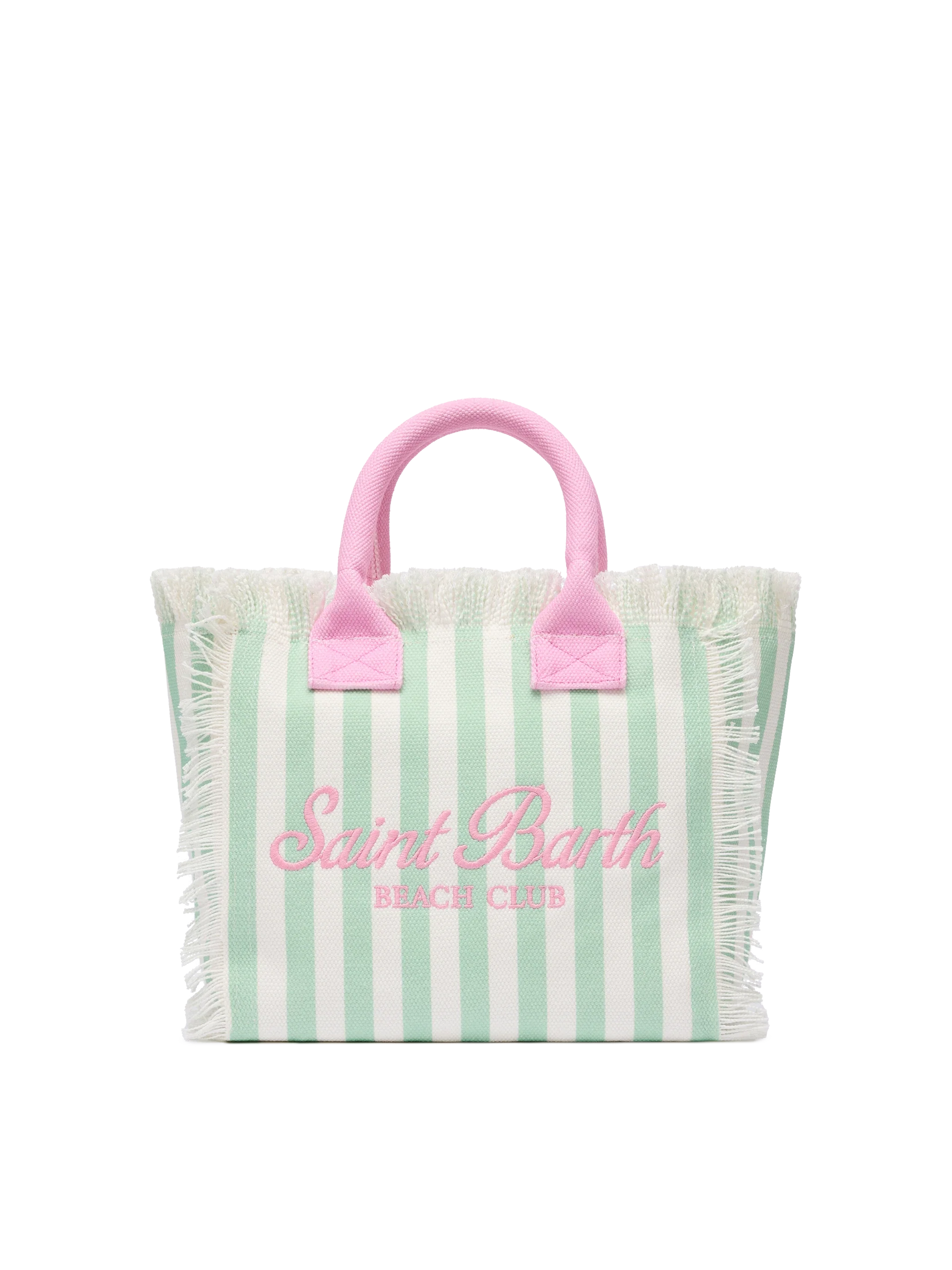 Colette tas van katoenen canvas met groene streepprint.