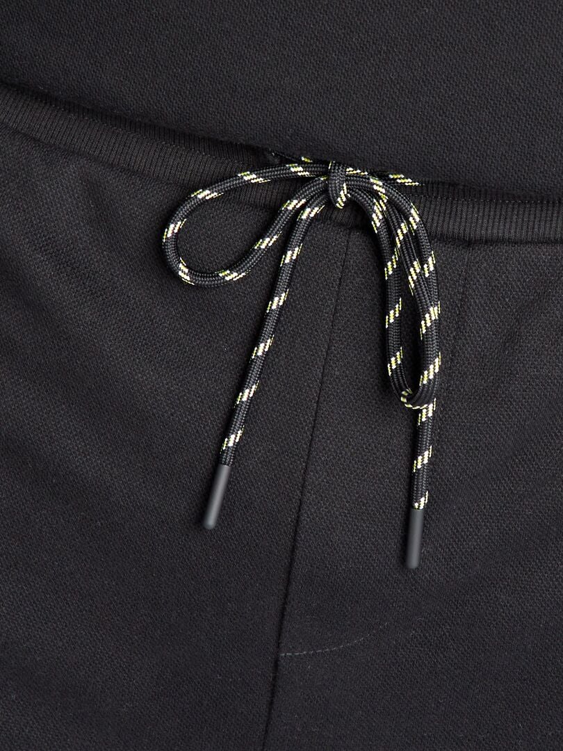 Piqué gebreide joggingbroek - zwart