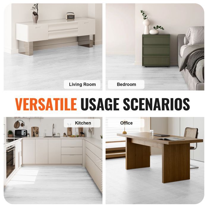 Suelo vinílico autoadhesivo - VEVOR - 990 cm x 60 cm - Carga 2,28 kg - Baldosa de mármol blanco - Comedor