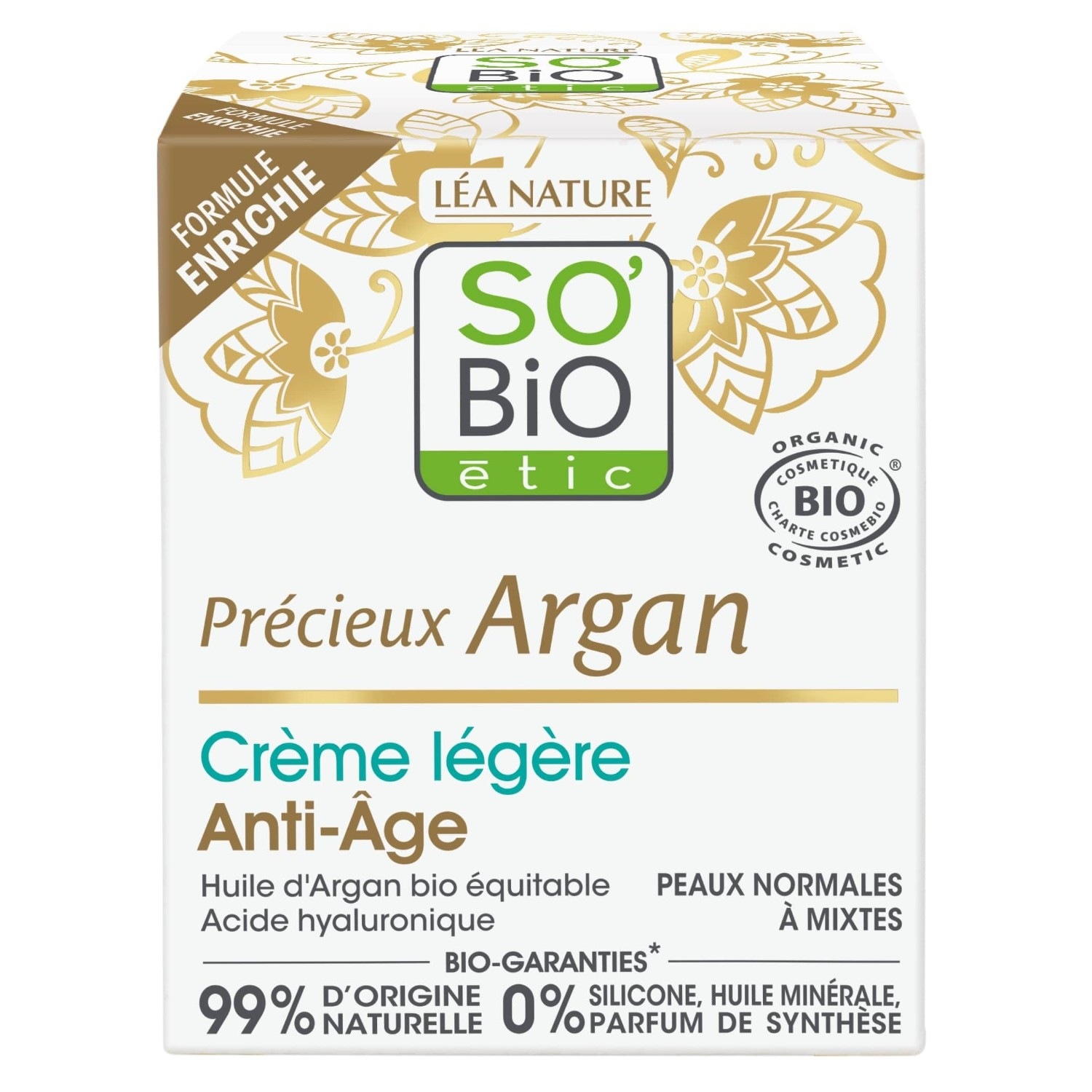 SO BiO étic Crème légère Anti-Âge jour, Précieux Argan