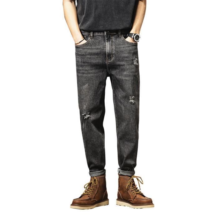 Jeans da uomo a gamba dritta, elasticizzati, morbidi e comodi, vestibilità regolare - Neri - INSFITY