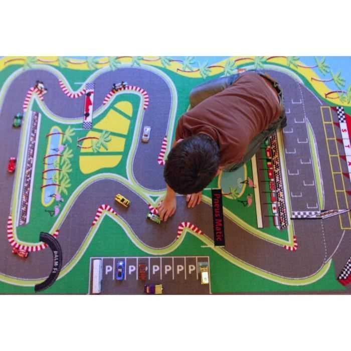Tappeto gioco per bambini [130 x 200 cm] - TAPITOM® - Circuito di auto da corsa (Formula 1, F1 su strada)