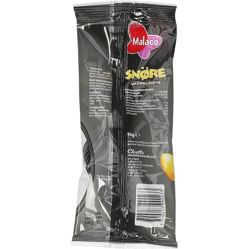 Cloetta Laces 94 g Réglisse