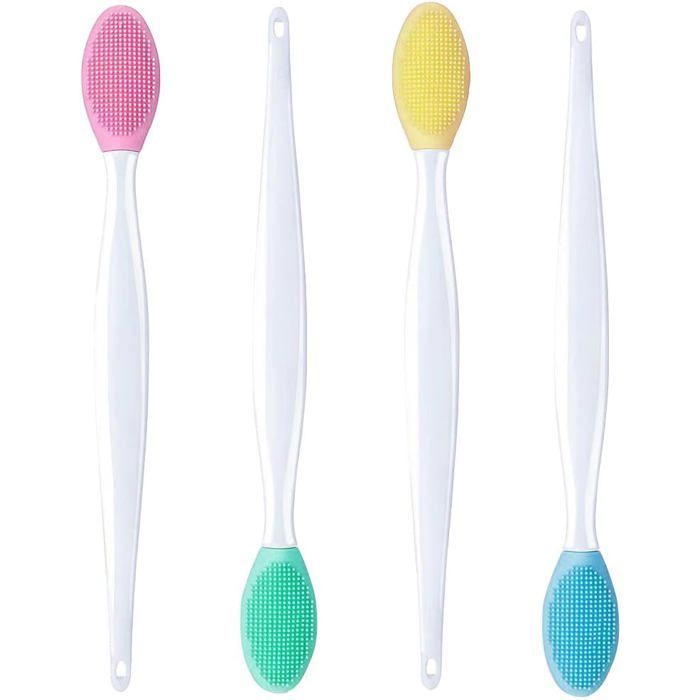Cepillo exfoliante facial de silicona de doble cara - 4 piezas para eliminar puntos negros en nariz y labios - Eliminación de impurezas