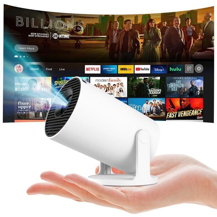 Mini proiettore portatile 4K, WiFi 6 BT 5.4 Videoproiettore, Android 11, supporto Full HD 1080P, Home Cinema