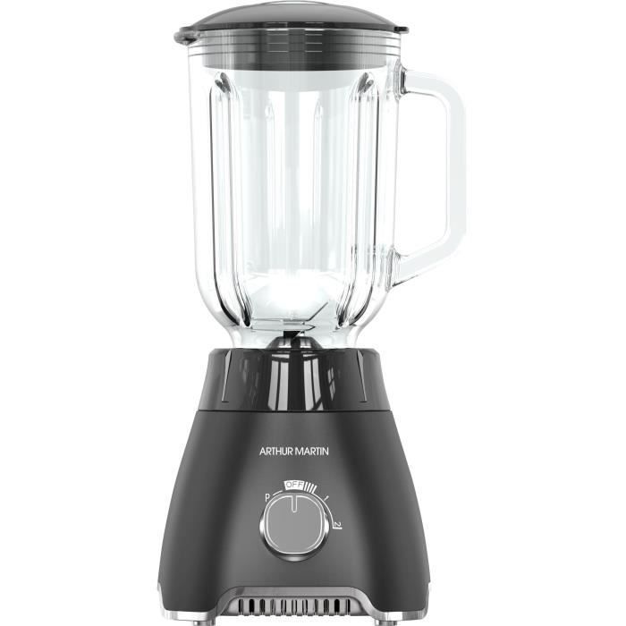Batidora - ARTHUR MARTIN - AMPB40 - Vaso de vidrio graduado de 1,5 L - 400 W - 2 velocidades + función de pulso - Gris