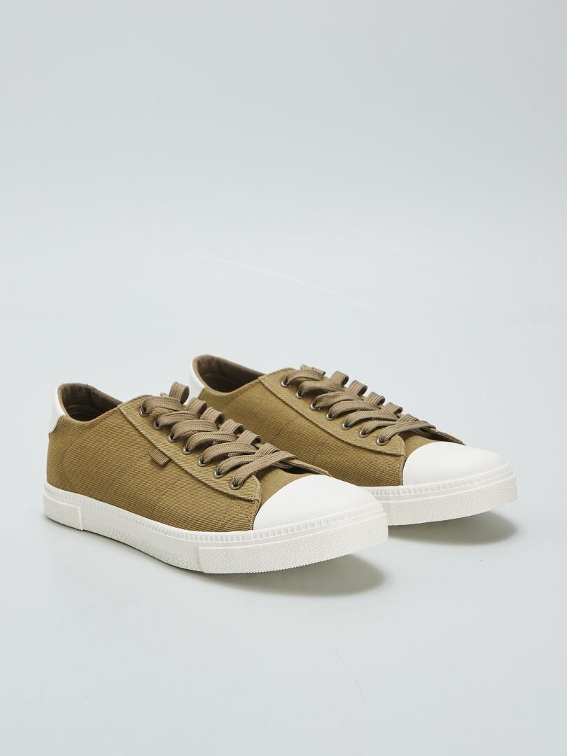 Lage canvas sneakers - KHAKI