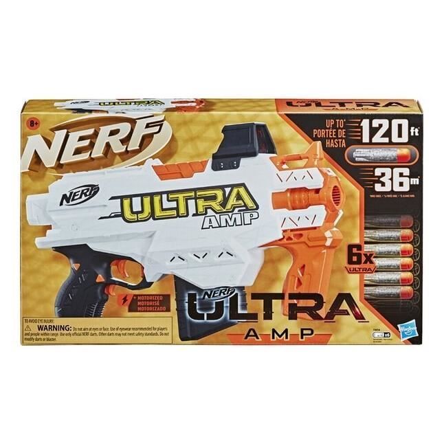 NERF Ultra Amp Motorblaster mit 6-Schuss-Magazin und 6 Darts. Nur kompatibel mit NERF Ultra Darts.