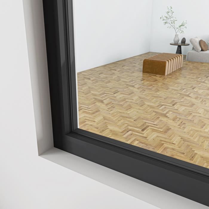 Workshop-Style Fixed Glass Partition Kit with Glazing Included - AICA - Aluminum - Matte Black - W 93 x H 108 cm