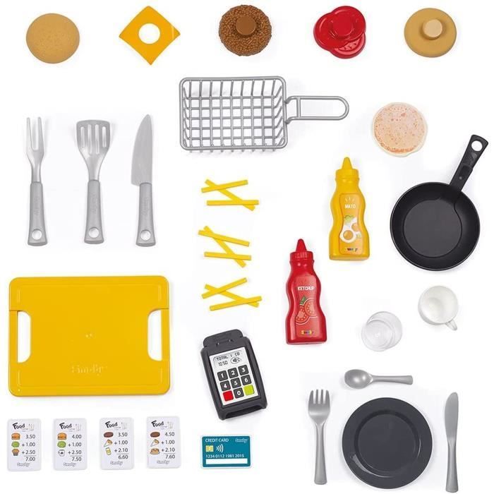 Smoby - Food Corner - Ravintolakeittiö - Roolileikkileikki 29 lisävarusteella