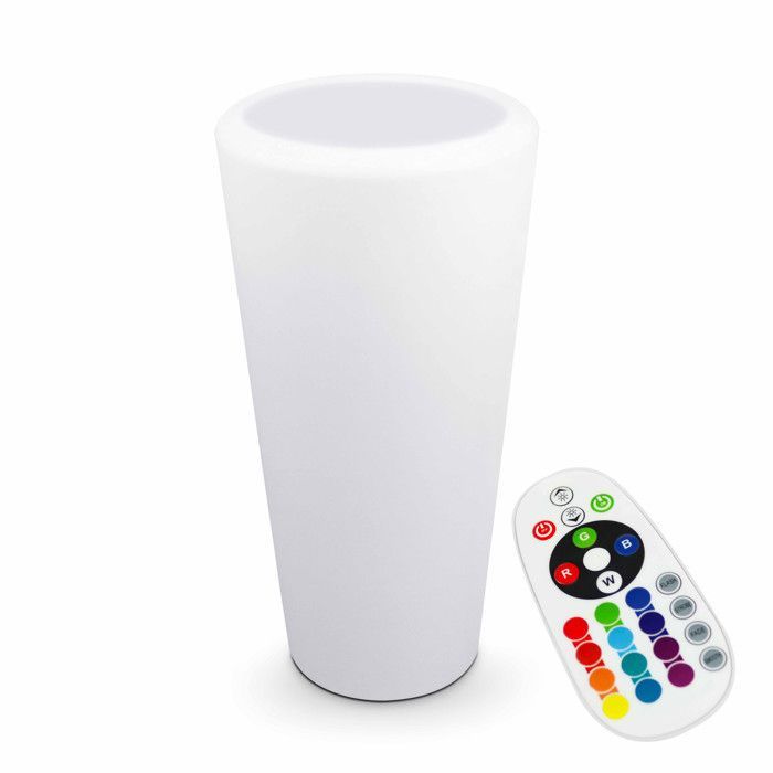 Round white LED luminous vase - Oviala