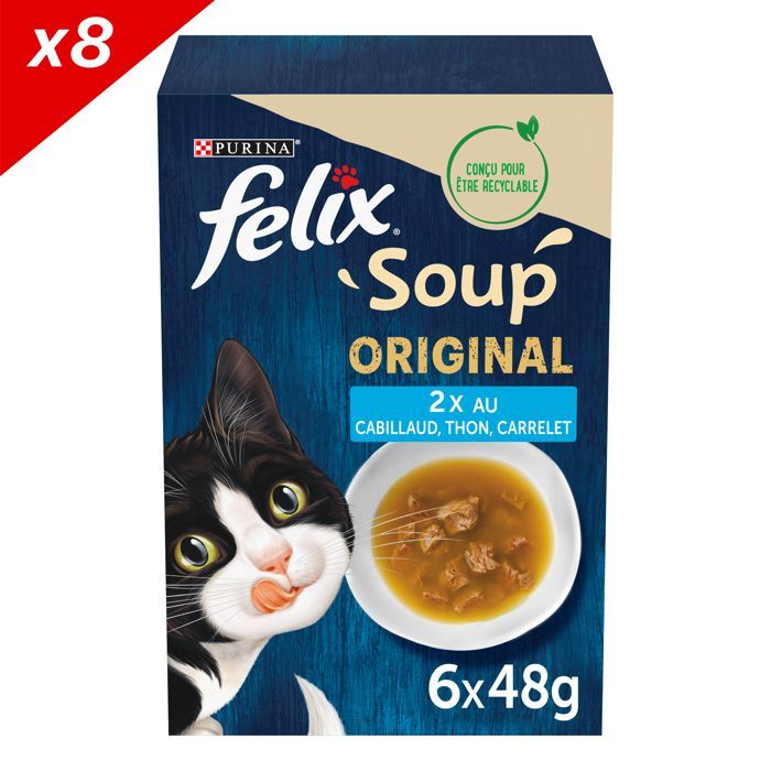 Felix Soup Fish Selection 48x48g - Soup pouches for adult cats