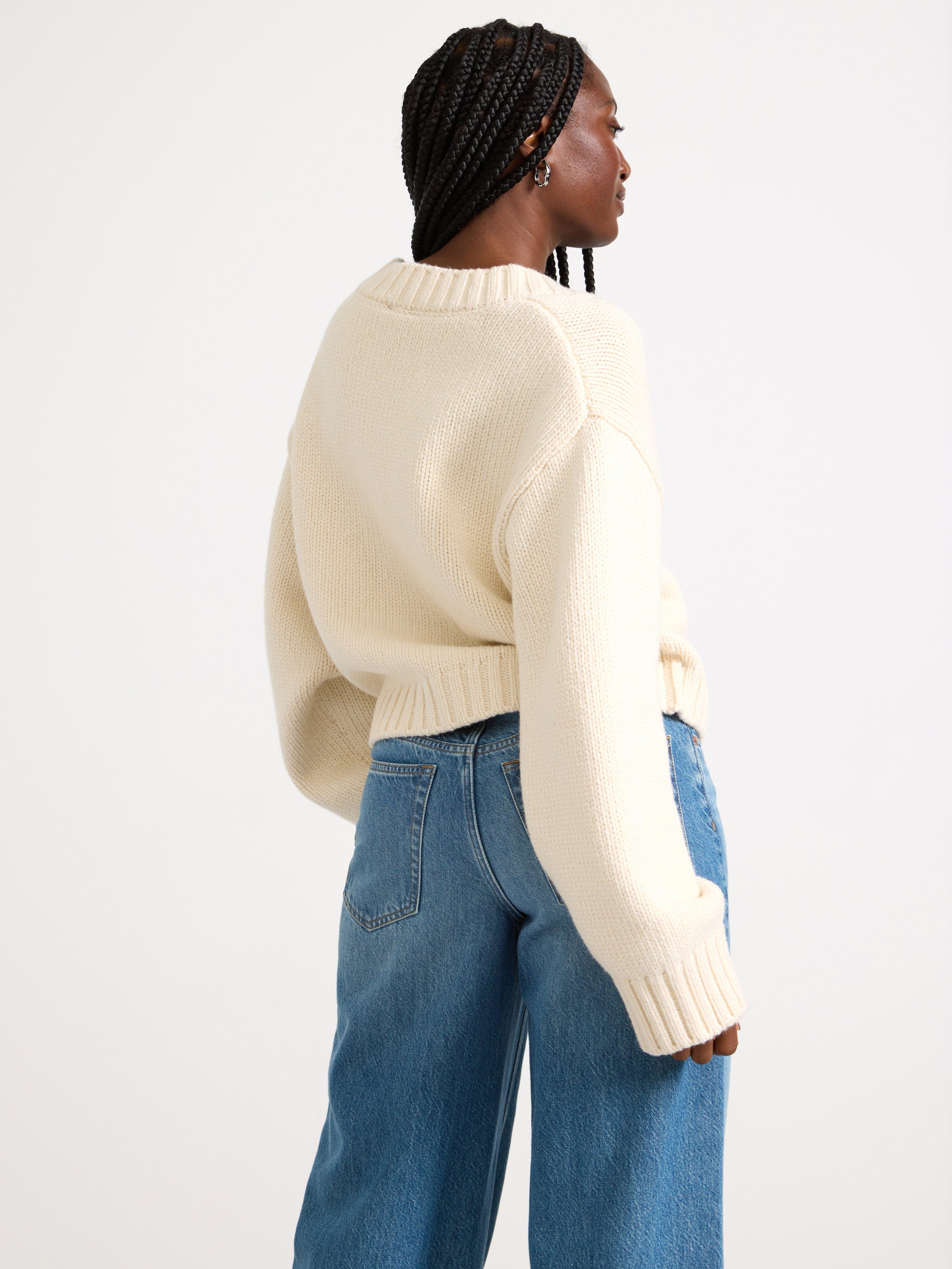 Cardigan i ullblanding i off-white