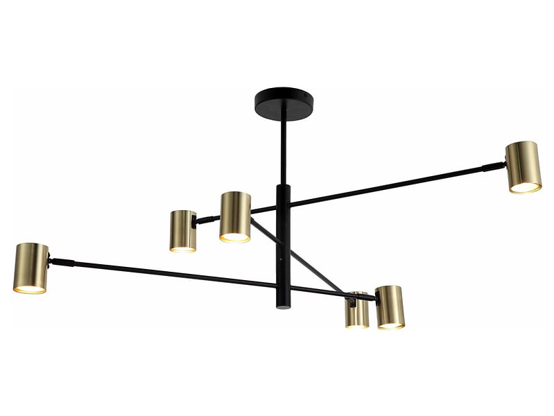 Lampa wisząca Snow 6-punktowa metalowa czarno-złota