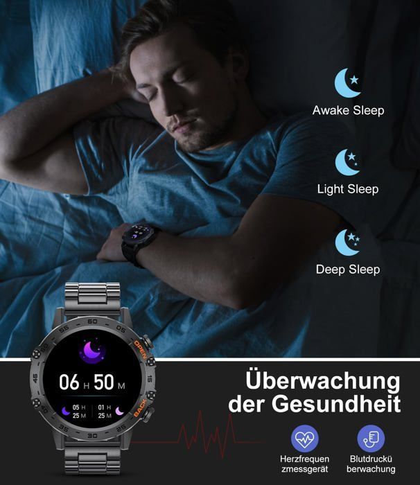 Men's Smartwatch with Bluetooth Calling, Wireless Charging, 1.39