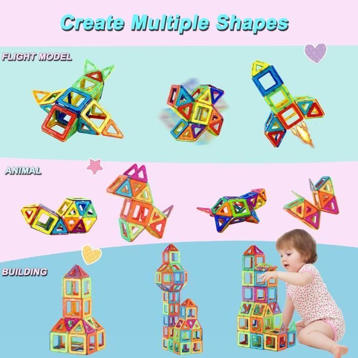 32PCS Blocs Jouet Jeux de Construction, GENOSSEN Construction Magnetique Enfant 3 4 5 6 Ans Garcon Fille Cadeaux D'anniversaire