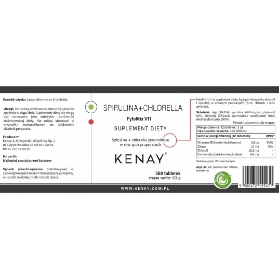 Kenay Spirulina + Clorella Pirenoidosa Fytomix V11