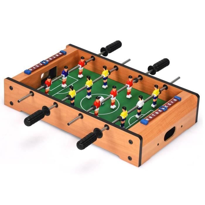 Mesa de futbolín de madera DREAMADE, mesa de juego de fútbol con 2 figuras y 2 pelotas, accesorios variados