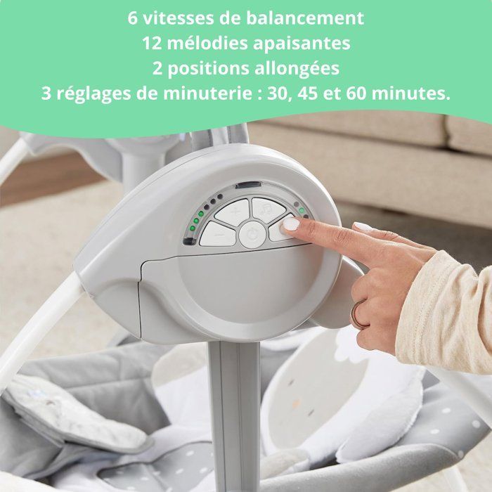 INGENUITY Baby Bouncer, Foldable Electric Swing - Little Sheep - Removable Arch and Toys, Baby Gift