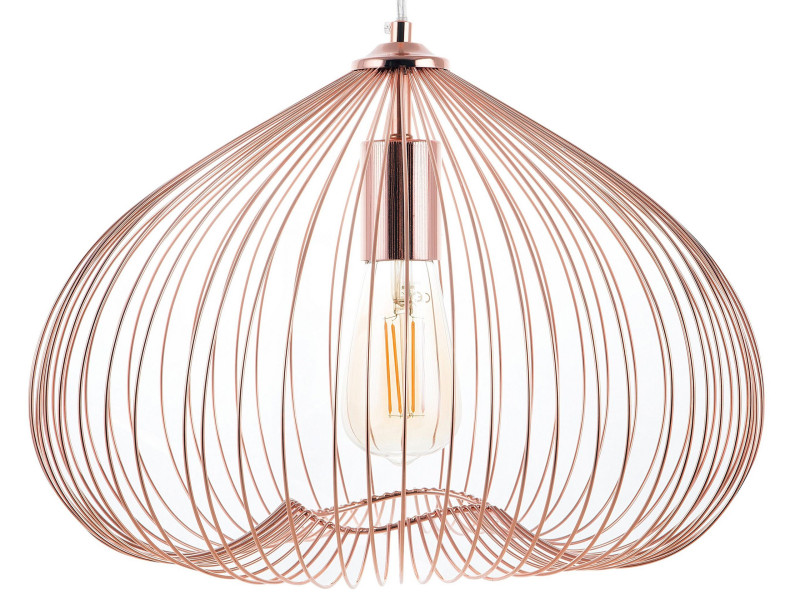 Lampa wisząca klosz z prętów miedziana