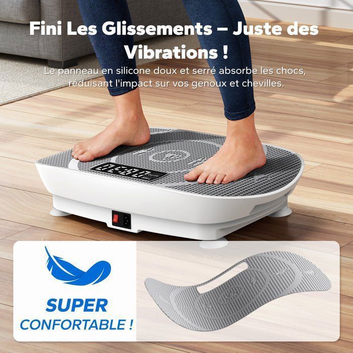 MERACH Mini Vibration Plate, 10 Speeds with Remote Control and LED Display, Quiet Fitness, Grey, 150KG MAX