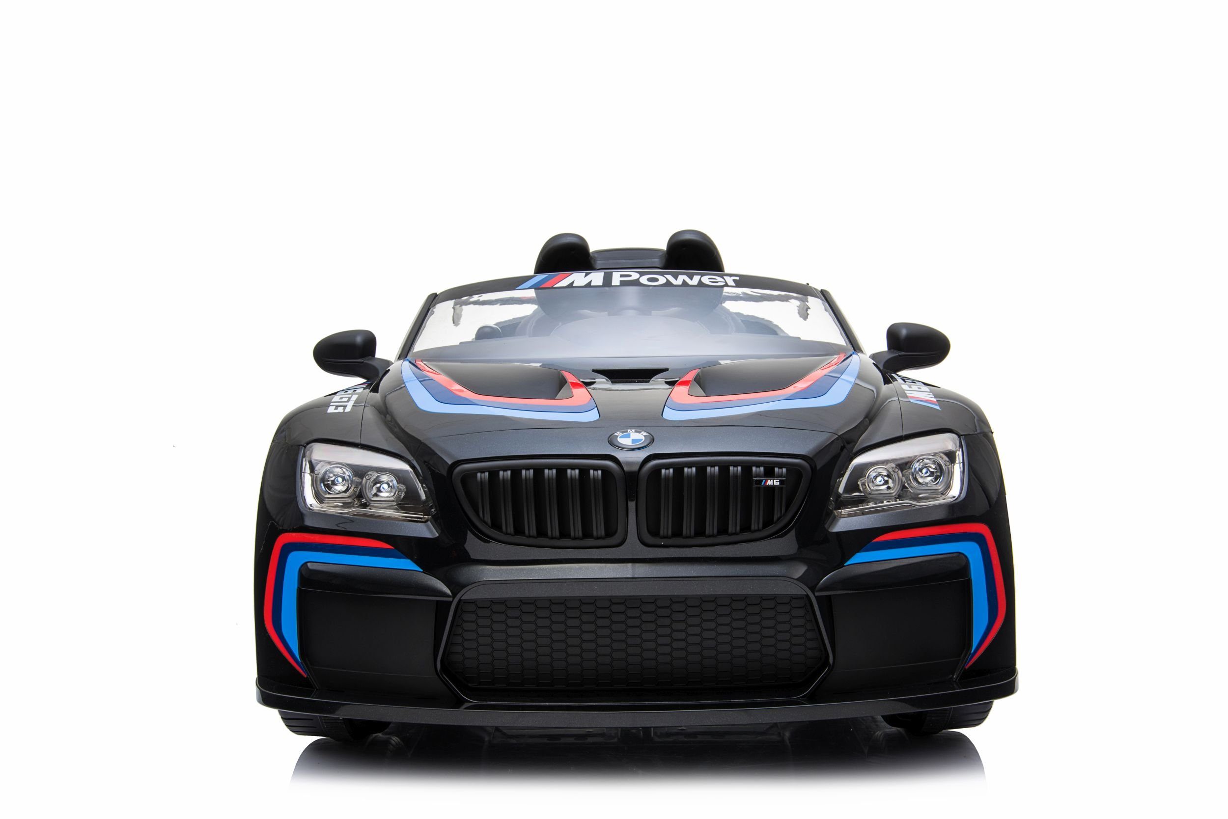 Spielzeugladen Elektrisches Kinderauto BMW M6 Sport GT3 mit Bluetooth, EVA-Ledersitz, Tragfähigkeit 35 kg, AUX/USB-Anschluss, MP3-Player, Hupe und Motorengeräusch am Lenkrad, Fernbedienung