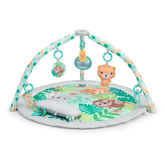 BRIGHT STARTS Tapis d'éveil bébé au sol évolutif pliable- Foret tropicale- arche avec jouets sensoriels et musicaux ,miroir