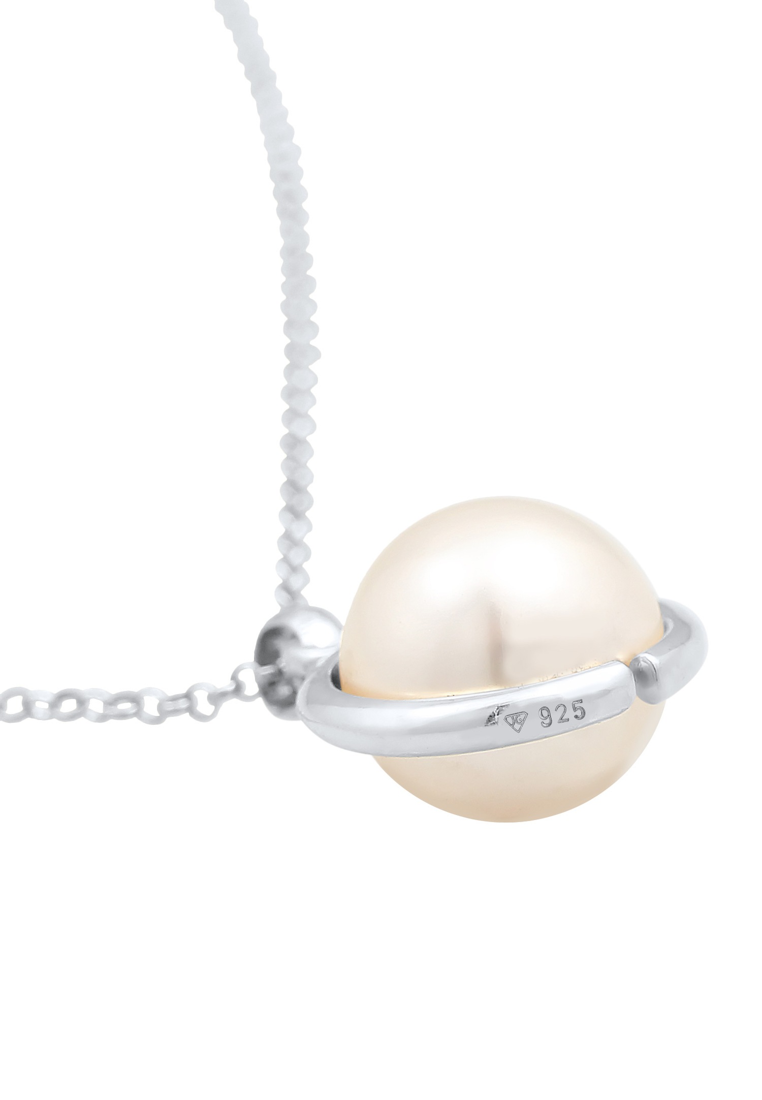 Elli Femmes Pendentif Rond Classique avec Perle Synthétique en Argent 925 Sterling