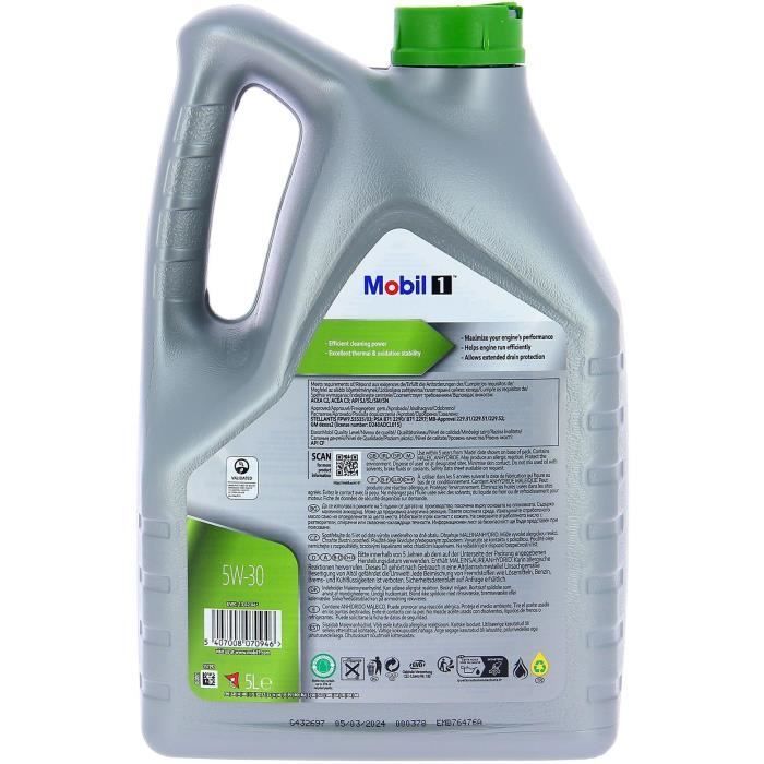 Aceite sintético para motor 5W-30 ESP - MOBIL 1 - Formula-P - Lata de 5L - Alto rendimiento anticontaminación
