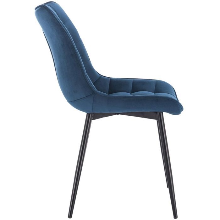 WOLTU Juego de 2 sillas de comedor, sillas de cocina escandinavas de terciopelo, patas de metal, azul W0ATT0087-2