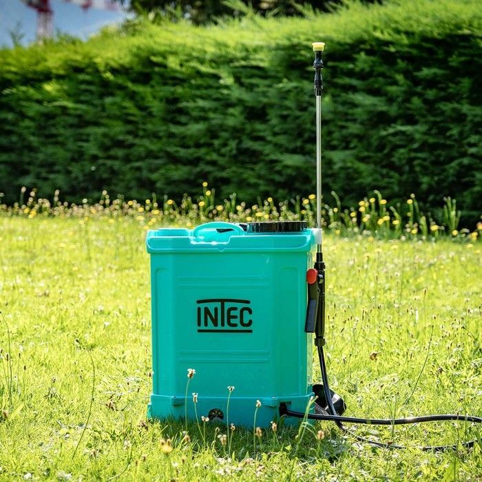 Pulvérisateur à batterie à dos 16L - Pression 5 Bar Lance extensible 3 Buses Pulvérisateur électrique INTEC