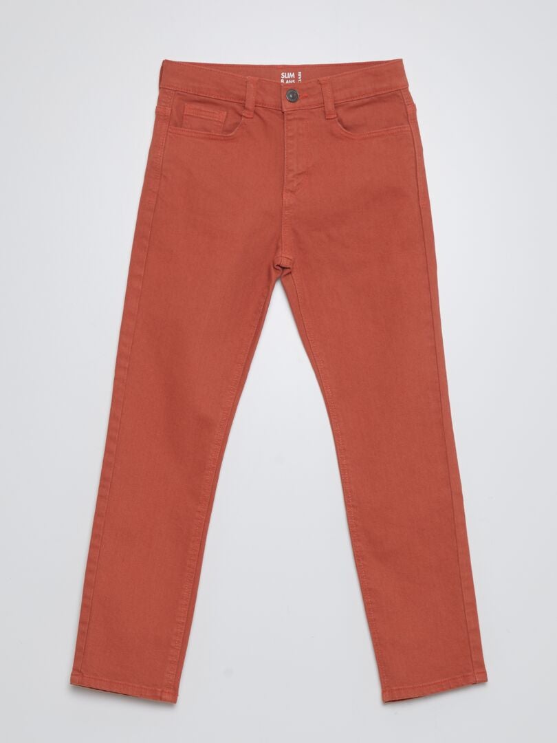 Calça jeans slim de 5 bolsos - VERMELHA