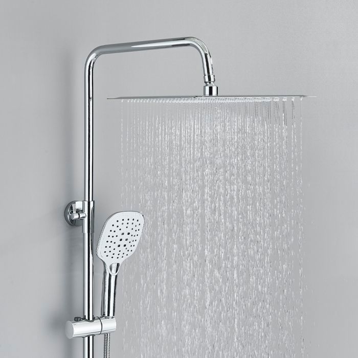 Coluna de chuveiro cromada de 8 polegadas, conjunto de chuveiro em aço inoxidável com ducha.